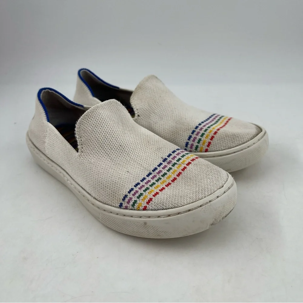 Rothy’s Girl’s Limited Edition Rainbow Pride Knit Slip-On Flats Sneaker-Size 2 Y